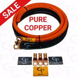 GP Car Audio Big 3 UPGRADE wiring Kit OFC COPPER TRUE 1/0 AWG GAUGE OrangeBlack