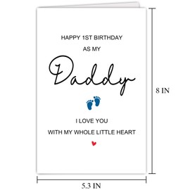 Supoeguk Happy First Birthday as My Daddy Card, Cute 1st Dad Birthday Card from Baby, New Dad Birthday Card, I love You with My Whole Little Heart
