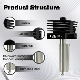 3 PCS 0.4MM Hotend Kit for P2S/H2D/H2S/X2D/H2C/A1/A1 Mini Integrated Design