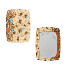 Yuresuaet Sunflower Pumpkins Print Wear Resistant Counter Stool Covers for Bar Water Resistant Vanity Stool Bench Coveacrs with Elastic Bands for Bedrooms Anti-Dust 2 Pack