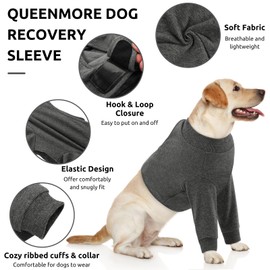 Queenmore Hundebody Nach Op Mit Bein, Ellenbogenbandage Hund Vorderbein, Leckschutz Hund, Genesungsanzug Für Große Hunde, Haustierwunden Verhindern Lecken, Biss, Und Infektion, Allergien, Grau, L