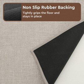 tchdio Kitchen Mats for Floor, Rubber Backed Kitchen Rugs Non Slip Washable, Superior Absorbent Kitchen Runner Rug Easy to Clean, Comfort Kitchen Floor Mat Front of Sink (Beige, 20" × 32")