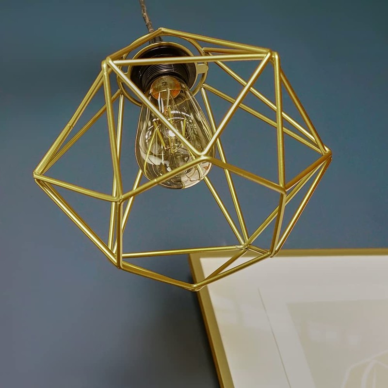 MiniSun Retro Style Gold Metal Basket Cage Ceiling Pendant Light