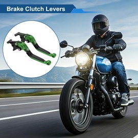 Partuto Short Long Brake Clutch Lever for Kawasaki ZX7R/ZX7RR 1989-2003 Adjustable Motorcycle Handlebar Brake Lever Aluminum Alloy Green Head Black Handle