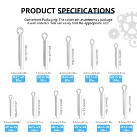 ALLECIN 11 Values Cotter Pin Kit 304 Stainless Steel Small Cotter Pins Large Split Pins Heavy Duty Hardware Pins Set for Automotive Machinery Repairs DIY Crafts (Pack of 135Pcs)