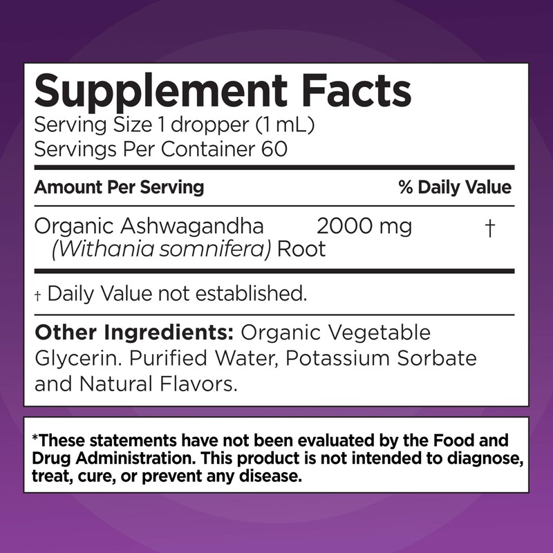 Ashwagandha KSM 66 Drops, 2000mg Natural Berry Flavor - Ashwagandha