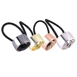 Vaguelly 4pcs Alloy Hair Ties Elastic Ponytail Holders with Hair Gold Rose Gold Gun Black Silver for Daily Wear Parties Ceremonies