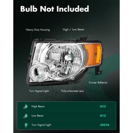 SCITOO Pair Headlight Assembly Compatible for ford for Escape 2008-2012 chevy headlights Chrome Housing Amber Reflector Clear Lens, 8L8Z13008B 9L8Z13008A (Bulbs Not Included)