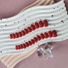 Red Press on Nails Short Oval Acrylic, Solid Color Medium