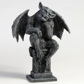Veronese Design 7 1/8 Inch Beast Gargoyle Thinker Pose on Pedestal Polyresin Collectible Statue Figurine Gothic Fantasy Decor for Home or Gift