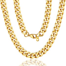 Curb Link Chain Necklace Men 18K Gold Plated Choker