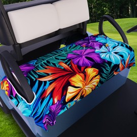 AQQA Golf Cart Seat Covers, Purple Tropical Leaves Golf Cart Seat Towel Blanket, Golf Accessories, Golf Cart Seat Towel Blanket Fits All 2-Seat Golf Carts, 55"x 32"