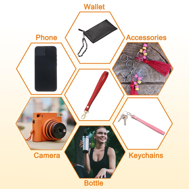 sourcing map Leather Wristlet Strap, 190mm/7.48" Hand Wrist Lanyard Leather