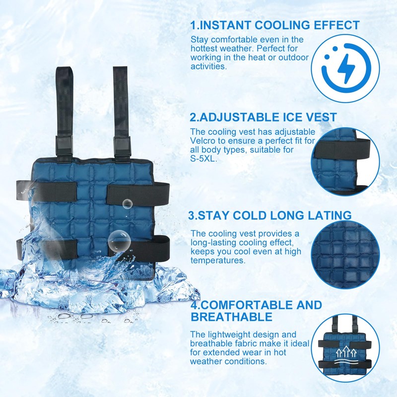 Blobuste Chaleco de enfriamiento ajustable con células de hielo, chamarra