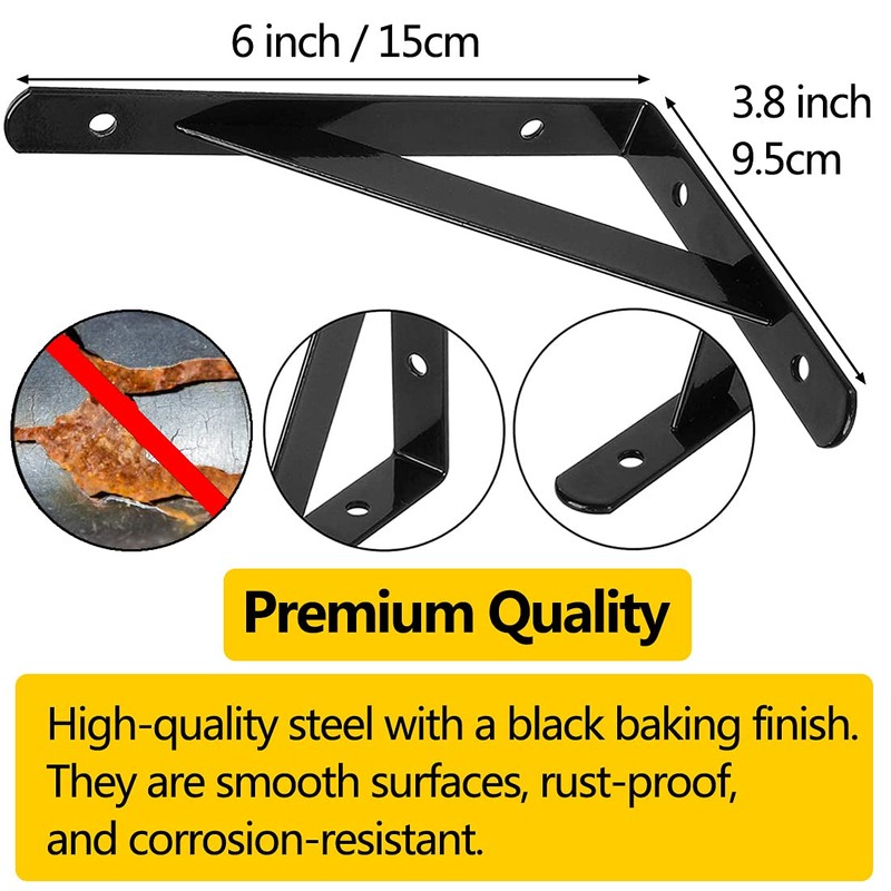 6 Pack Shelf Bracket Heavy Duty, Stainless Steel Triangle Shelf