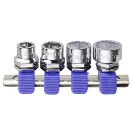 FLAG Ultra Short Socket Set, 4 Pieces, 6 Points, 0.25 inches (6.3 mm) Drive: STRAIGHT/10-5400