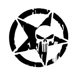 Greenstar Army Military Star Punisher Skull Distressed Vinyl Decal Sticker truck window 4”