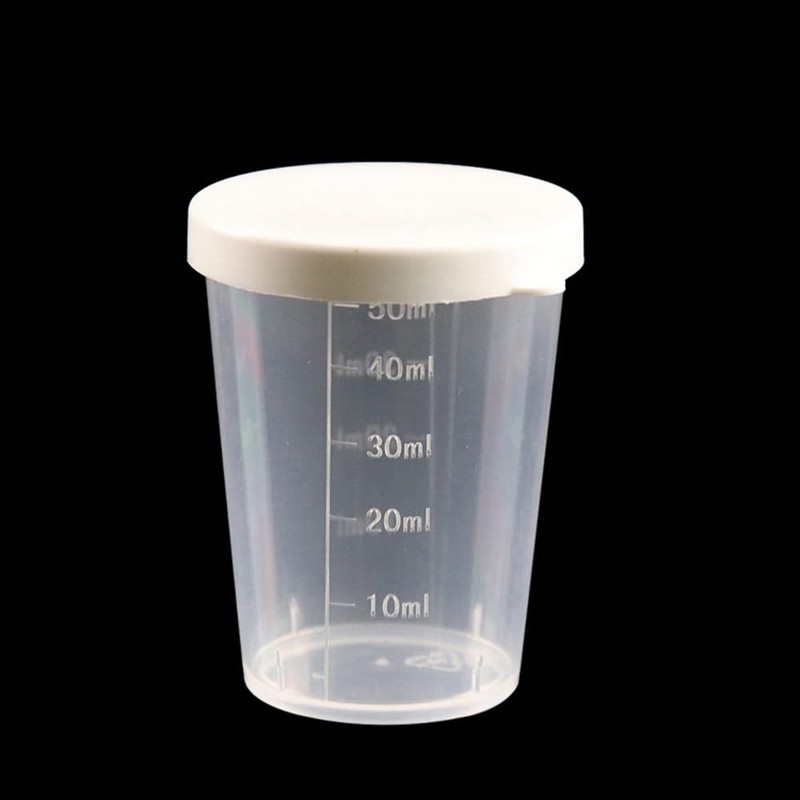 Re-useable Transparent Plastic Beakers Graduated Measuring Specimen Cup 50ml PP