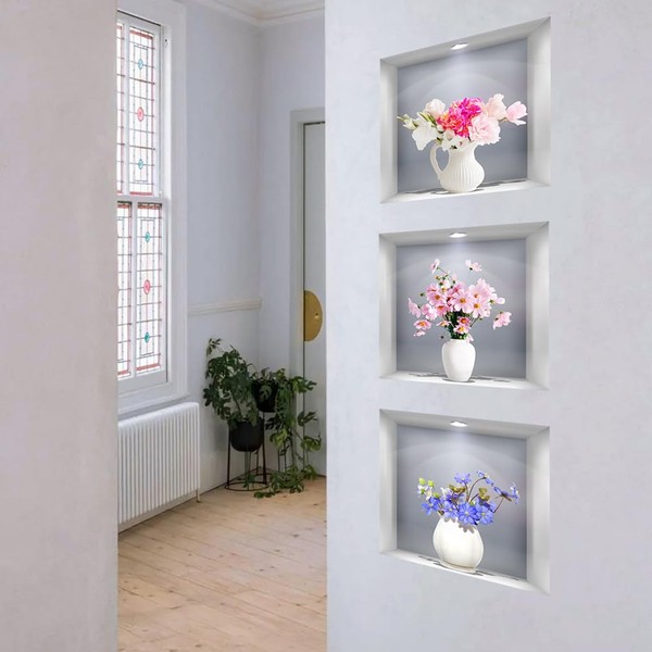 STOBAZA Pack of 3 3D Wall Stickers with Three-Dimensional Simulation