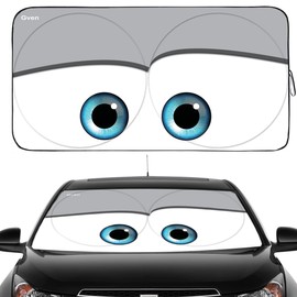 Gven Windshield Sun Shade Universal Fit for Car Window Sunshades Cover Automotive Interior Sun Protector Accessories for Compact& Midsize Sedan,Com& Subcompact SUV,Small Pickup,Wagon(Eyes-Grey, S)