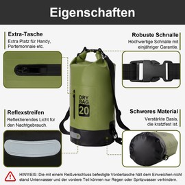 Blackace arteesol Dry Bag Waterproof Bag 5L/10L/20L/30L Waterproof Bag Pack Sack with Long Double Adjustable Shoulder Strap for Swimming Boating Kayaking Water Sports