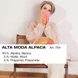 LANA GROSSA Alta Moda Alpaca Chain Yarn Made of Alpaca (Baby), Hand Knitting Yarn Made of 90% Alpaca (Baby), 5% Virgin Wool (Merino) and 5% Polyamide, 50 g Wool for Knitting and Crocheting, 140 m Yarn 93