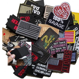 Snogisa 20Pcs Random Funny Flag Patch,Military Patches Set for Tactical Caps, Bags, Backpacks, Tactical Vest, Military Uniforms (20 Pieces)
