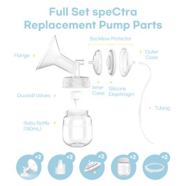 Replacement Pump Parts for Spectra S1/S2/9 Plus/Synergy Gold, CubCare 19mm Set Replacements Include Spectra Flange/Duckbill Valve/Backflow Protector/Tubing/Nipple Measure Ruler