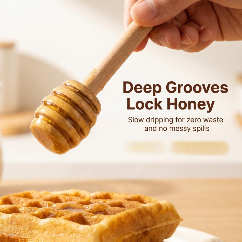 25PCS Wooden Honey Dipper Sticks, 3 inch Mini HoneyComb stick