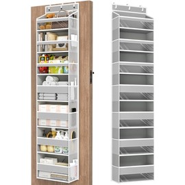 Over The Door Organizer, 7 Tier Door Hanging Organizers with 7 Large Pockets 12 Side Pockets, Behind Door Storage Hanging Shelves for Closet Bathroom Bedroom Nursery