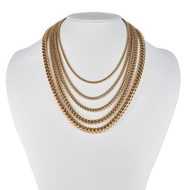 HarlemBling Men's Real Solid Franco Chain - 14k Gold Over Stainless Steel - 3mm 4mm 5mm 6mm 8mm - 18-30" - (22, 4mm Thick)