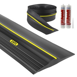 VUAOHIY Universal Garage Door Bottom Threshold Seal Rubber Strip with Adhesives, DIY Weatherproof Weather Stripping Replacement (16FT, Black)
