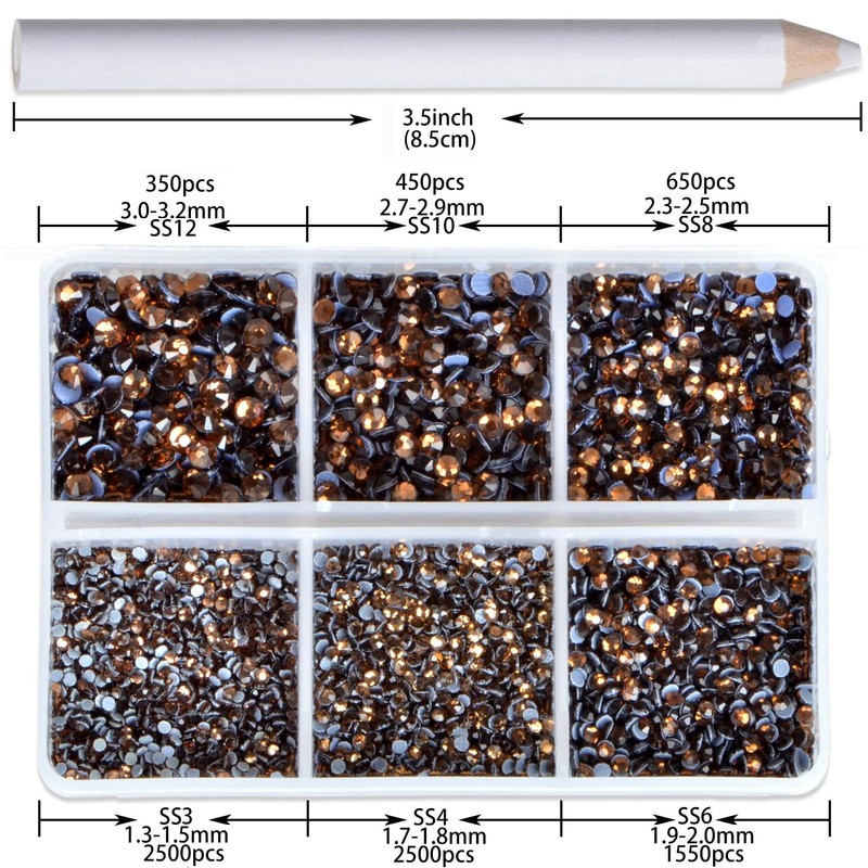 8000pcs Hotfix Rhinestones Flatback,Rhinestones for Crafts Clothes Mixed 6 Sizes,