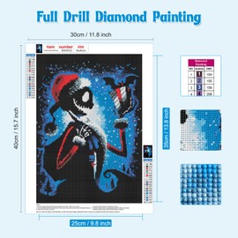 NAIMOER Christmas Diamond Painting Kits for Adults, DIY Full Drill 5D Diamond Art Nightmare Diamond Painting Christmas Perfect for Relaxation and Home Wall Decor 30x40cm