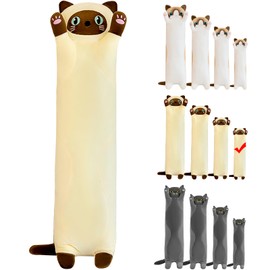 LEcylankEr Cat Cuddly Toy 50 cm Soft Cat Plush Toy Cushion Cat Stuffed Toy Cuddly Toys for Children Girlfriend Cushion Toy Gifts for Birthday Christmas Valentine's Day (Yellow, 50 cm)