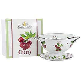 Golden Rabbit Enamelware - 2-piece Colander Gift Set (Cherry)