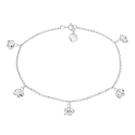 AeraVida Adorable Chain of Tiny Elephants Sterling Silver Charm Anklet