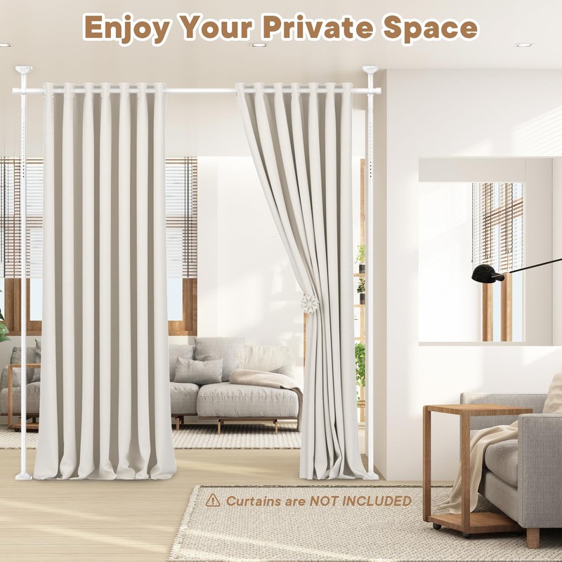 Bonpally Room Divider Curtain Rod, No Drilling Room Separator for