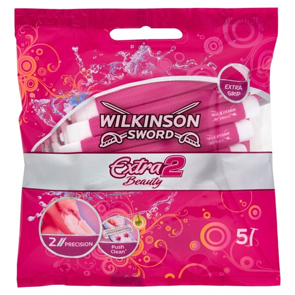 Wilkinson Sword Extra 2 Beauty Disposable Razors 5 Count (Pack of 2) Total of 10 Razors