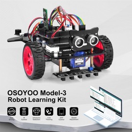 OSOYOO Arduino Arduino UNO Model 3 Robot Car DIY Starter Kit Remote Control App for Building Programming Education Electric Robotics Coding Learning Method IoT Mechanical Coding for Kids, Students,