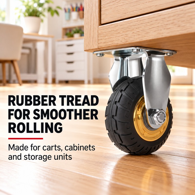 3/4-Inch Rubber Plate Caster Wheel, Swivel, Directional and Brake Options