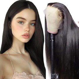 Salharer Real Hair Wig for Women Wigs Straight Human Hair Wig 13 x 6 Lace Front Wig Real Hair with Baby Hair Any Part #1B Natural Black Colour 30 Inches