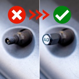 Aluminium Valve Caps, Pack of 8, in Black, with Lettering for Italy, for Car or Schrader Valves, Tyre Markers Car, Wheel Marker Valve Caps with Seal, Tyre Change Valve Caps