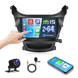 2+64G Android 15 Car Stereo for 2014 2015 2016 Hyundai Elantra,9 inch Touch Screen Radio Wireless Apple CarPlay Android Auto DSP 5G WiFi Bluetooth GPS FM RDS+Free AHD Backup Cam