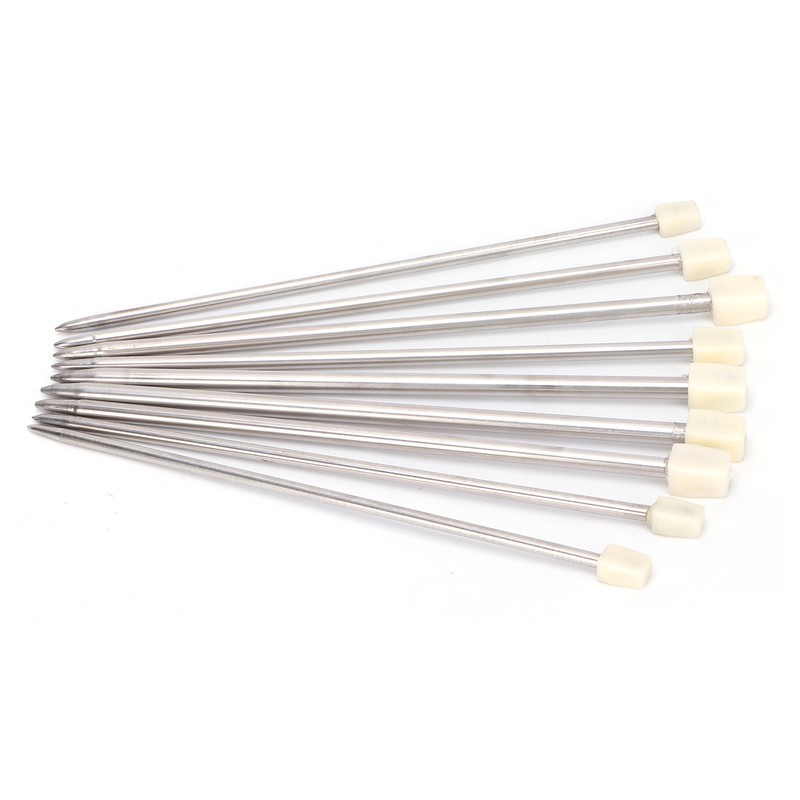 22Pcs Knitting Needles Stainless Steel Straight Single Pointed HandMade Wool