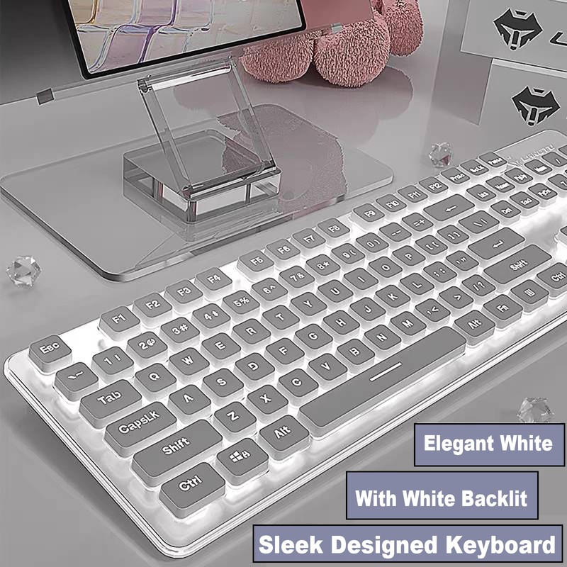 Backlit Keyboard and Mouse Wireless, Full Size, Quiet Input, Ergonomic