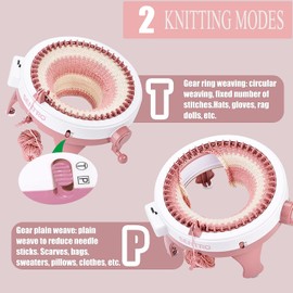 FmnyYaid Knitting Machine 48 Needles with Row Counter, Smart Weaving Loom Round Spinning Circular Knitting Machines, DIY Knit Loom Machine Kit for Hat, Scarves, Gloves, Socks