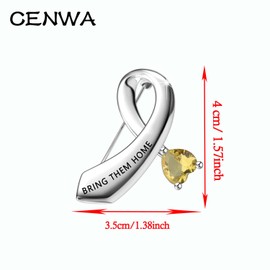 CENWA Bring Them Home Awareness Yellow Ribbon Brooch Pin Hostage Awareness Support Israel, copper and zircon, no gemstone