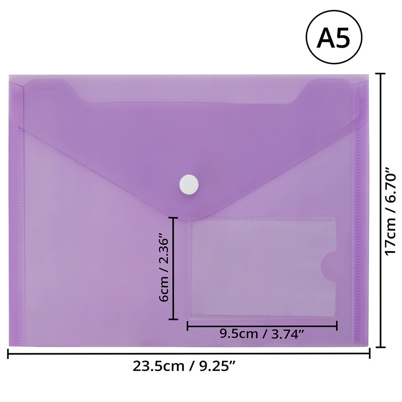 Plastic Popper Wallet Folders, 24 Pack, A5 Document Files Foolscap