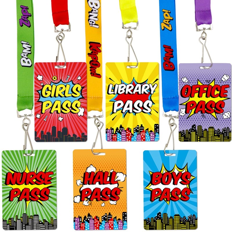 Fancy Land Bright Color Hall Pass Lanyards and School Passes